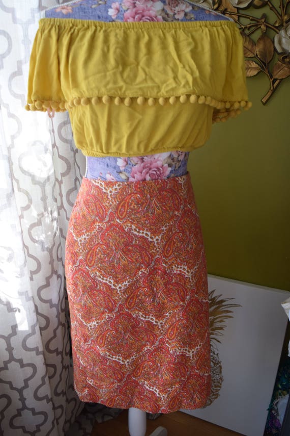 Psychedelic Paisley Perfection Pencil Skirt/ Vinta