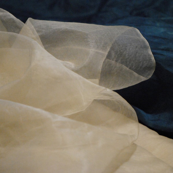 Peace Silk Organza | Handwoven Silk | White Silk Organza | Silk Netting | Petticoat Fabric | Raw Silk | 100% Silk | Organic Silk | Mist