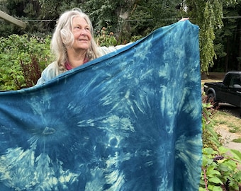 Naturally Hand Dyed Indigo Cotton "Cuddle" Cloths, Unique Clouds / Water Pattern
