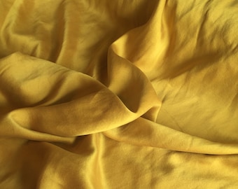 Golden Yellow Satin | Naturally Dyed Satin | Mustard Yellow | Hand Dyed Silk | Deep Yellow | Yellow Charmeuse | Gold Satin Silk | Eco Dyed