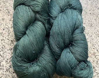 Peacock Blue-Green Fine Silk Skein; Hand-Dyed with Natural Dyes; 2-Ply Silk Skein