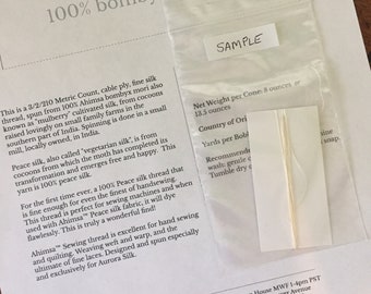 YARN / THREAD SAMPLE - approx 1 yard + information sheet ---- U. S. Only