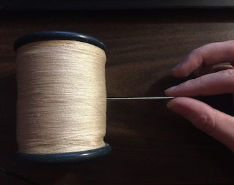 Ahimsa Silk Sewing Thread Spool | 100% Peace Silk Thread | Mulberry Silk Thread | Cruelty Free | Natural White Silk, Unbleached Silk Thread