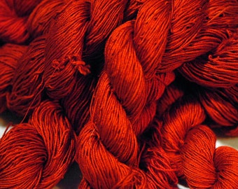Brilliant Red Silk Skein | Scarlet Yarn Skein | Naturally Dyed Silk | Ahimsa Yarn | Peace Silk Yarn | Embroidery Yarn |  | Hand Dyed Yarn