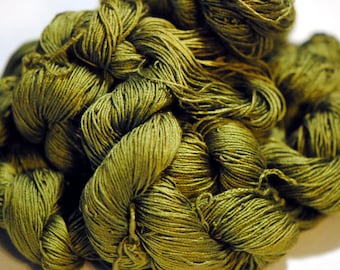 Moss Green Silk Skein | Naturally Dyed Silk | Ahimsa Yarn | Peace Silk Yarn | Embroidery Yarn | Green Yarn Skein | Osage Dyed Yarn