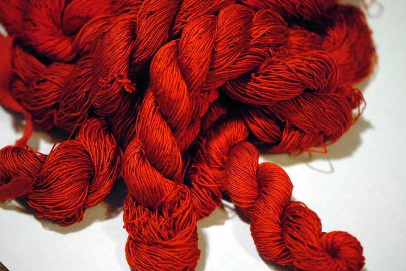 Brilliant Red Silk Skein Scarlet Yarn Skein Naturally Dyed Etsy