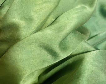 Hand Dyed Silk Satin Square, Dyed using natural dyes, "Chakra Green"