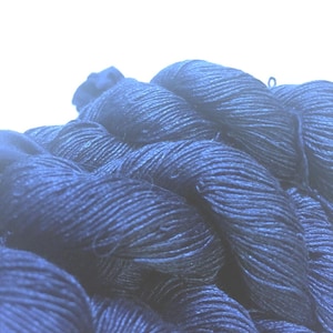 Dark Blue Ahimsa Embroidery Yarn | Indigo Dyed Yarn | Naturally Dyed Yarn Thread | 100% Silk Embroidery Thread | Spun Silk Yarn | Peace Silk
