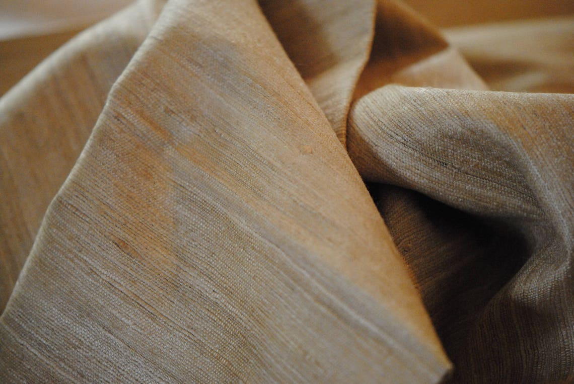 Rustic Silk Fabric Tussah Silk Fabric Tan Silk Fabric Etsy