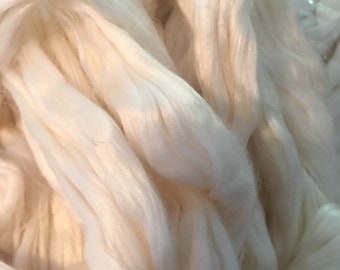 Natural Silk Roving | Mulberry Silk Roving | Combed Silk Fiber | Silk Sliver | White Silk Spinning Fiber | 100% silk for spinning