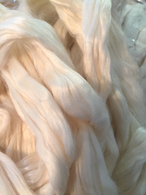 Natural Silk Roving | Mulberry Silk Roving | Combed Silk Fiber | Silk Sliver | White Silk Spinning Fiber | 100% silk for spinning
