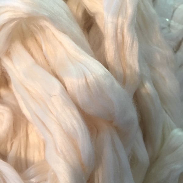 Natural Silk Roving | Mulberry Silk Roving | Combed Silk Fiber | Silk Sliver | White Silk Spinning Fiber | 100% silk for spinning