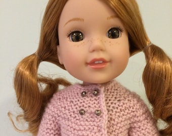 14" Doll Knitting Pattern fits American Girl Wellie Wisher Dolls, Doll Clothes Pattern Greta Garter Sweater
