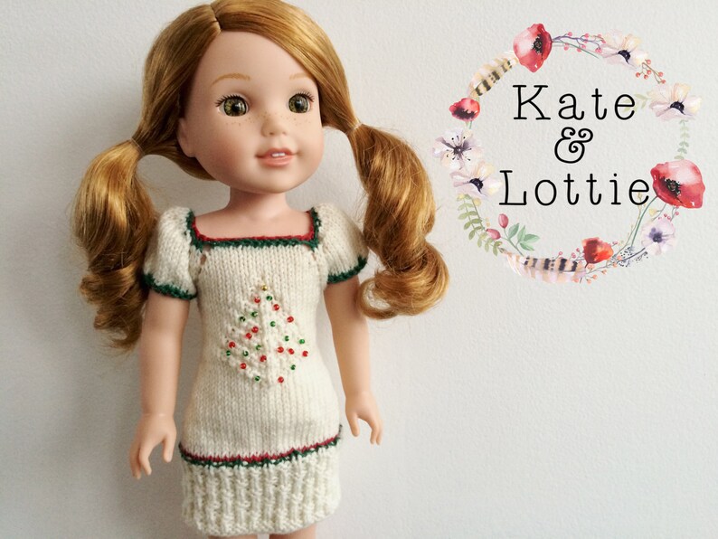 14 Doll Knitting Pattern Fits American Girl Wellie Wisher Dolls, Doll