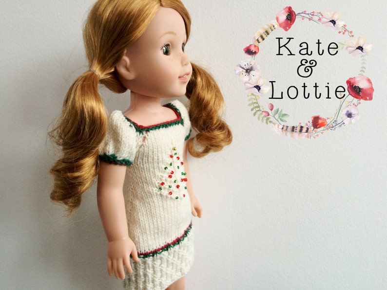 14 Doll Knitting Pattern Fits American Girl Wellie Wisher Dolls, Doll