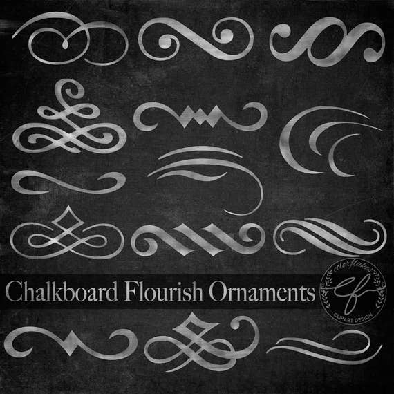 Chalkboard Flourish Ornaments Clipart Chalk Ornaments - Etsy India