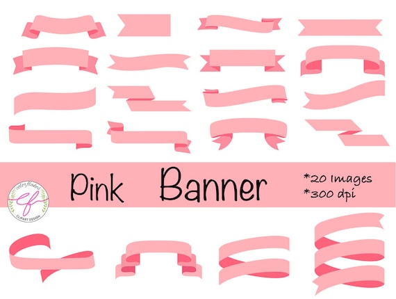 Pink Banners Clip Art Ribbons Clipartlabels Tagsbaby Etsy