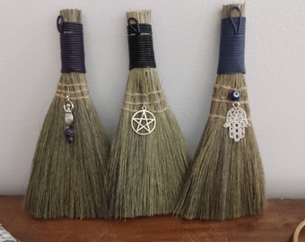 Mini Besom Witches Ritual Broom, Handmade Witch Besom, Wicca Altar Broom, Ritual Cleansing Witchcraft, Pagan, Wicca Bamboo Broom