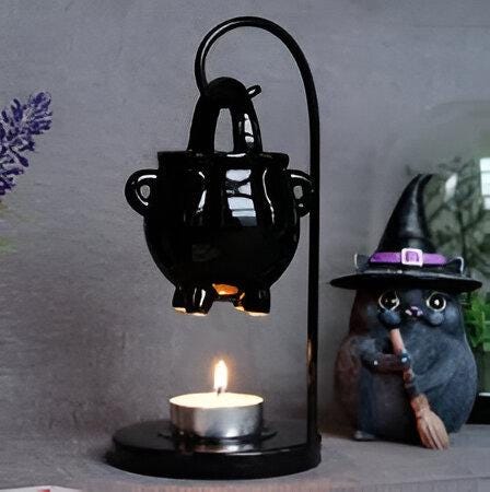 Black Hanging Witches Cauldron Wax / Oil Burner Tea light Candle Warmer Wicca Witch Pagan Giftable Aromatherapy Fragrance Decor