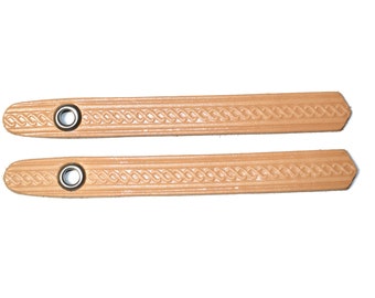 Pair of Accordion Bellows Leather Straps. Bellow Closure 14cm Natural Color.