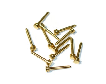 Pack of 12 Accordion Bellows Pins. Size: 18.9mm x 1.8mm. Accordion Repair Parts. Brass.