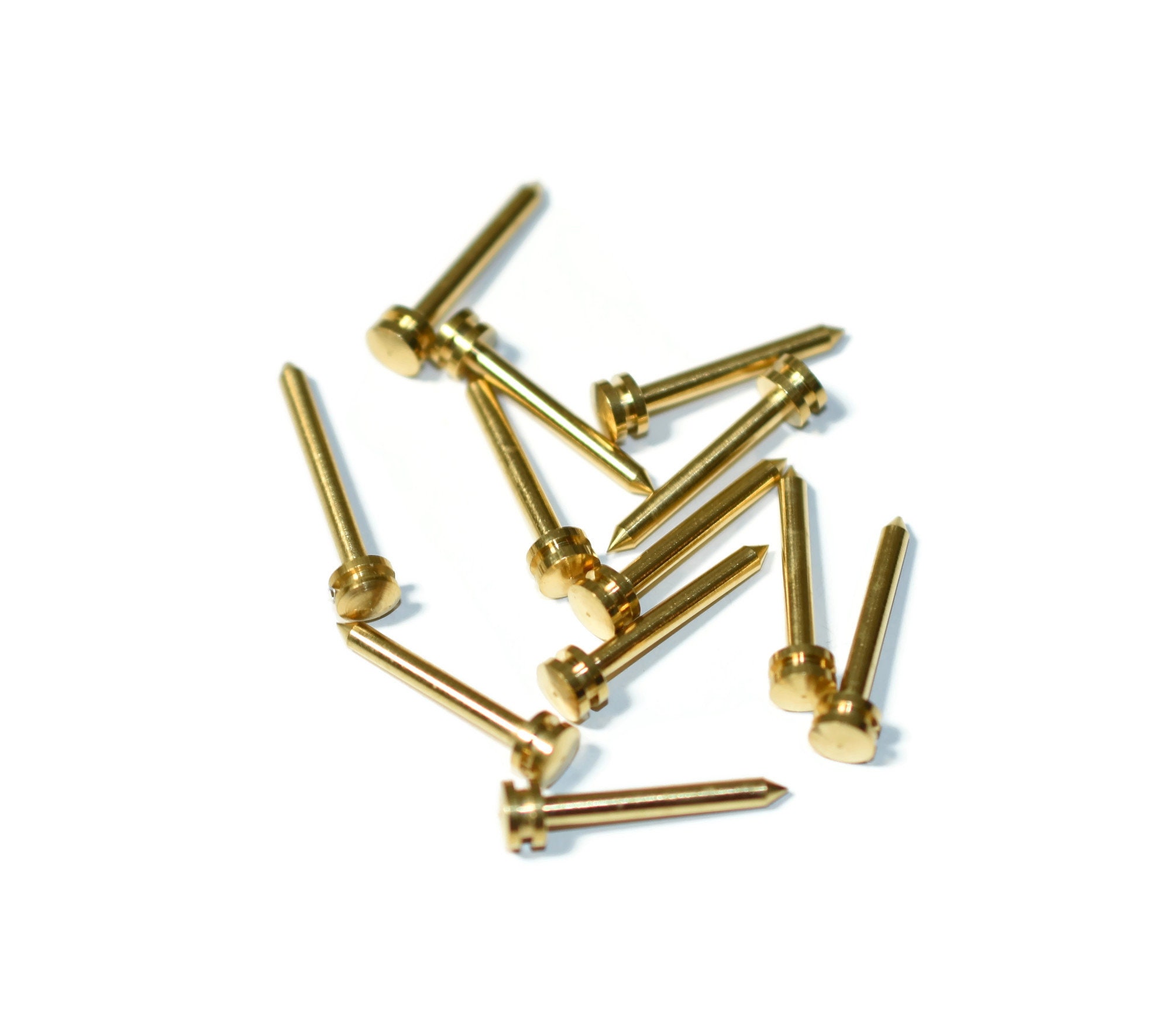 Pack Of 12 Accordion Bellows Pins. Size: 18.9mm X 1.8mm. Accordion Repair Parts. Brass. - UK
