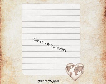Printable 'Map of Your Soul' Digital Journal Template with 52 Writing Prompts + Blank Page