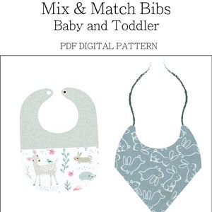 DIGITAL DOWNLOAD- PDF Pattern - baby and toddler bib pattern - mix and match different styles - bib pack - diy bib for toddler and baby