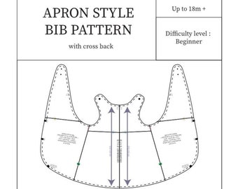 DIGITALES MUSTER - Schürzen-Stil Lätzchen-DIY-Hand entworfen-druckbares Muster für Baby und Kleinkind bis zu 18m