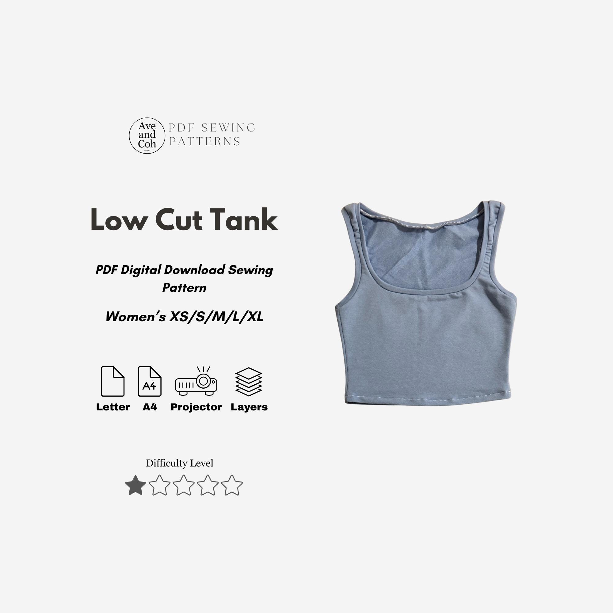 Women's Easy Tank Top Digital Sewing Pattern Easy Diy Tank Top Summer Outfits, basics.