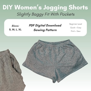 DIY Women&#39;s Jogging Shorts - Slightly baggy with pockets - PDF Sewing Pattern