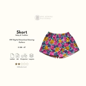 Skort Baby och Småbarn Sömnadsmönster - Shorts och kjolöverlägg PDF Digital Nedladdning Sommarbaby