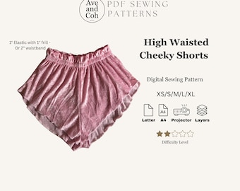 Damen High Waist Freche Shorts PDF Schnittmuster - DIY Pyjama Shorts
