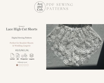 Women's High Cut Pj Shorts Sewing Pattern DIY Digital Download pajama shorts