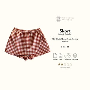 Patron de couture de jupe-short pour bébé et tout-petit - Superposition de short et de jupe PDF en téléchargement numérique