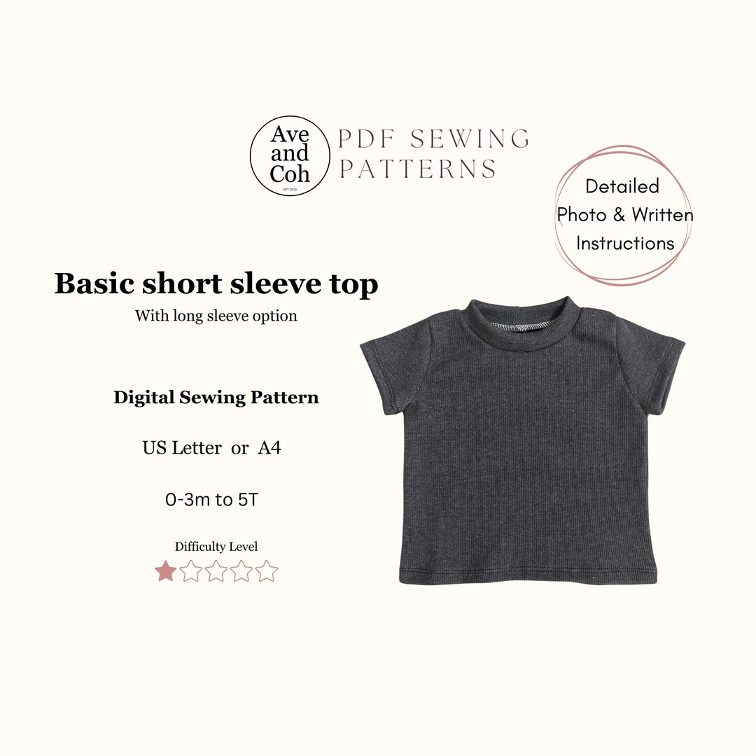 Basic T-shirt - PDF Digital Sewing Pattern for Baby and Toddler 0-3m to ...