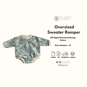 Oversized Sweater Romper Bodysuit Digital sewing pattern Baby Toddler Hoodie Sweater Oversized