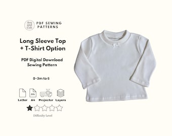 Basic Long Sleeve Top - PDF Digital Sewing Pattern for baby and toddler