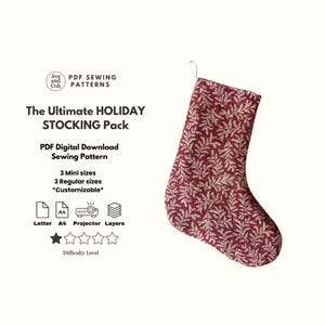 Wzór na skarpetę świąteczną DIY w formacie PDF Wzór na skarpetki świąteczne w wielu rozmiarach