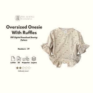 Baggy Sweater onesie With Ruffles PDF Sewing Pattern Baby and Toddler Oversized Bodysuit