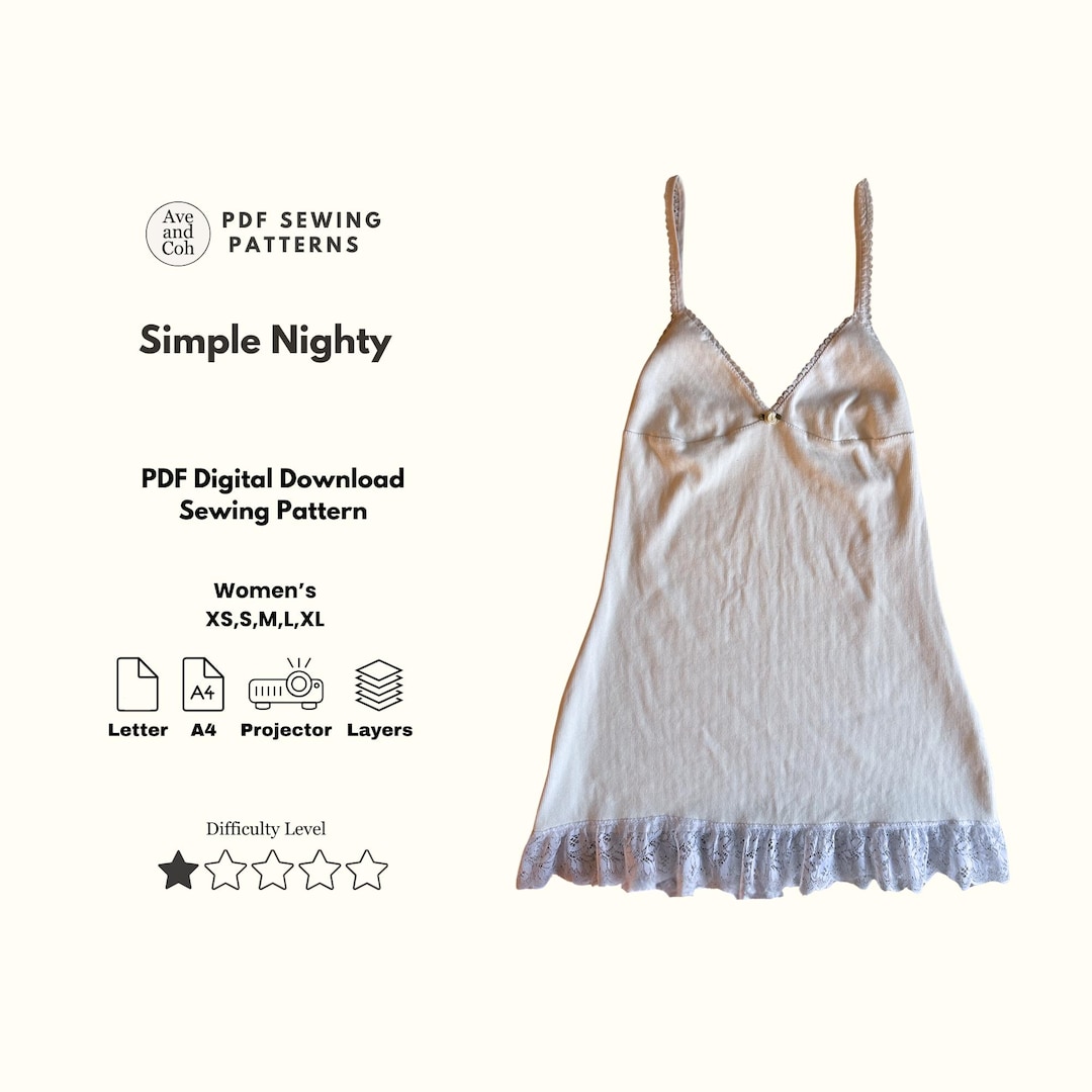 Simple Night Pattern Simple Nighty Women's PDF Sewing Pattern - Etsy