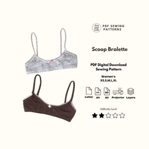 Shallow Scoop Bralette PDF Sewing Pattern Women's