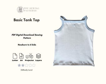 baby toddler Tank Top Sewing Pattern Baby Toddler Kids Easy Basic Tank top Digital Download