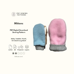 DIY Mittens Digital Sewing Pattern Family Mittens Baby through Adult Christmas Gift Ideas