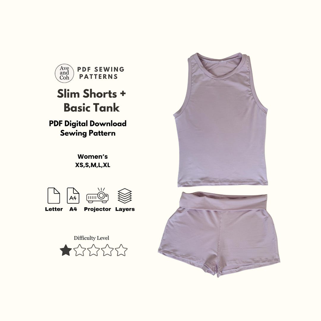 Lounge Set Tank + Slim Shorts PDF Sewing Pattern - Etsy