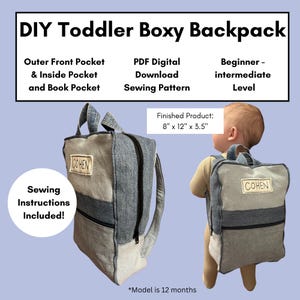 DIY Boxy Toddler/Kids Backpack - Digital Download - Sewing Pattern - Small Backpack, Toddler, Kids