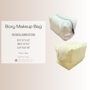 DIY Boxy Make-up Bag PDF Pattern - Digitaler Download - drei Größen, Mehrzwecktasche mit Reißverschluss