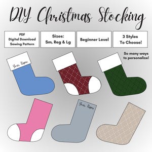Bas de Noël DIY - Personnalisable - 3 tailles - Patron de couture en téléchargement numérique