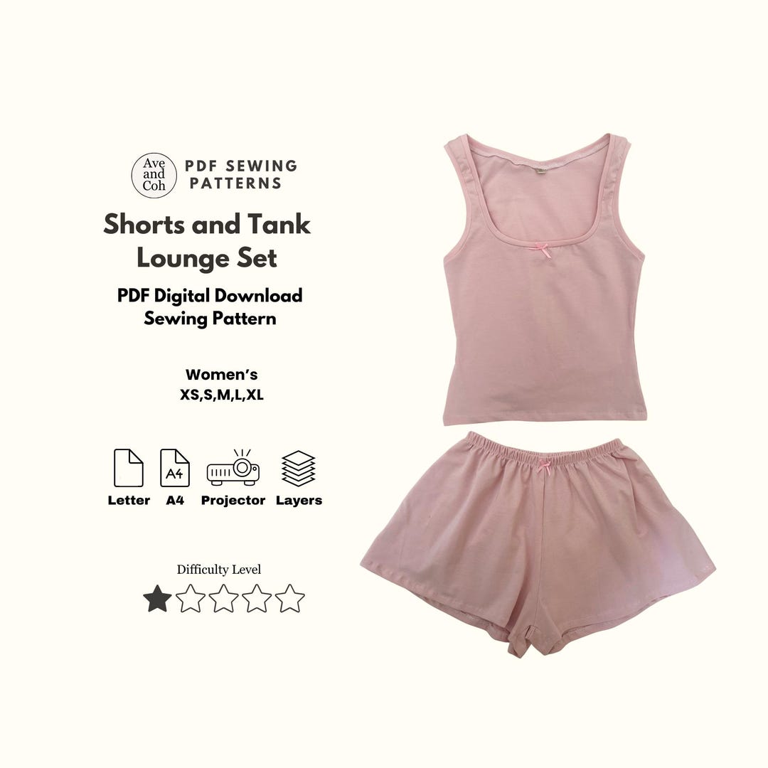 Easy Tank and Shorts PDF Sewing Pattern - Etsy