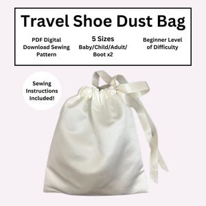 DIY Travel Shoe Dust Bag Pattern - 5 sizes - PDF Digital download
